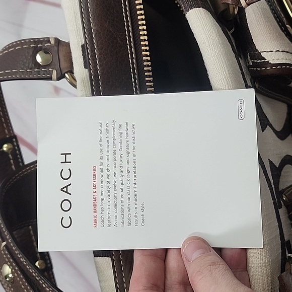 Coach NWT Brown & White Sigbature Satchel - Picture 11 of 12
